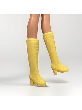 Vintage Barbie Francie Doll 1970's Mod Tall Yellow Lace Up Squishy Boots Clone?